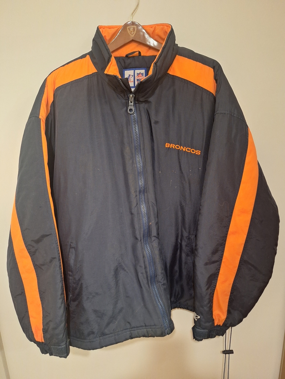 Men's Navy and Orange Puffer Jacket